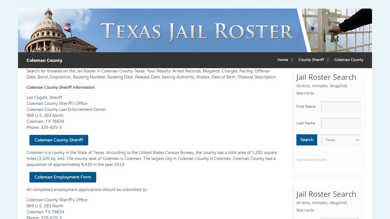 Coleman County | Jail Roster Search